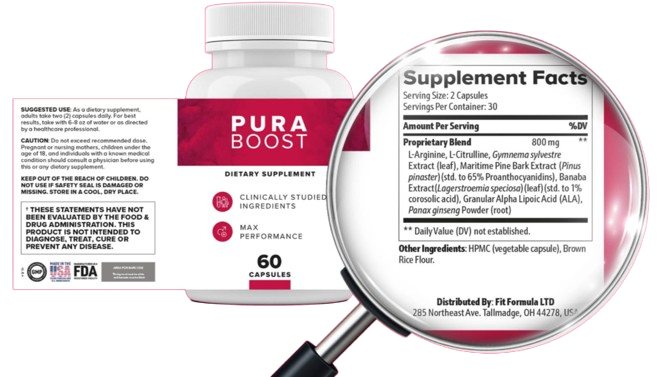 Pura Boost supplemet facts