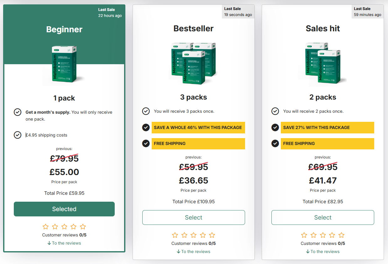 SLN Metabolism Price Details