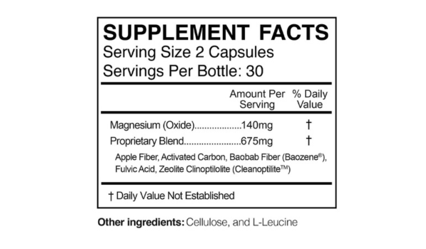 True Carbon Cleanse supplement Facts